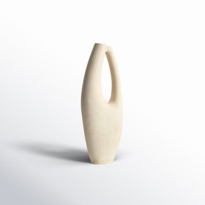 Paper Mache Abstract Curved Decorative Vase with Handle