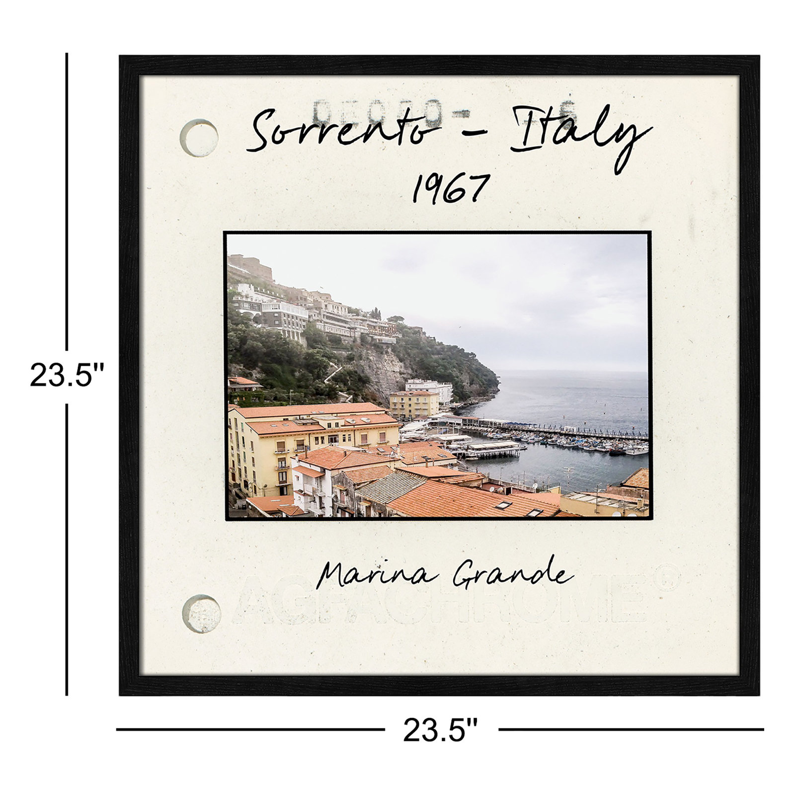 Travel Slide Collection "Sorrento, Italy" Print, Black Single Picture Framed Paper, 23.5" H x 23.5" W x 0.75" D
