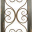 Décoration murale brune à volutes arquées en bois avec relief à volutes en métal