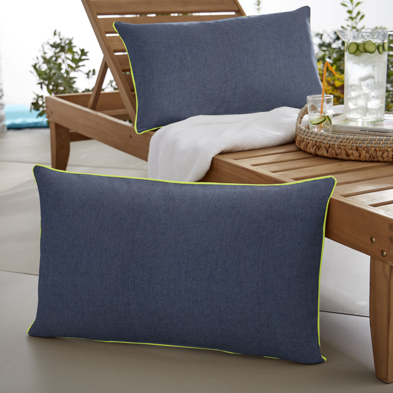 Outdoor Reversible Throw Pillow, 12" x 18", Spectrum Indigo/Macaw