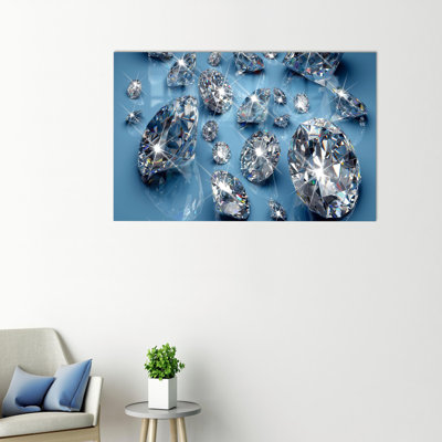 Stylish Bohemian Inspired Diamond Pattern Glass Wall Art Perfect for Modern Kitchen or Bedroom Decor