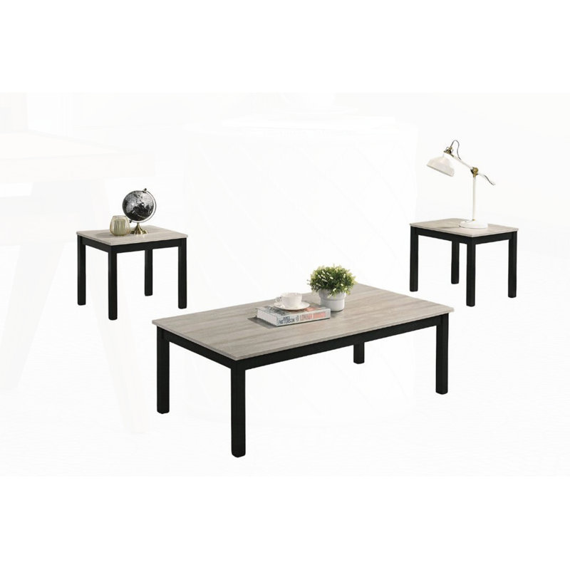 Ensemble de table 3 pièces de style contemporain, Bois, Gris clair