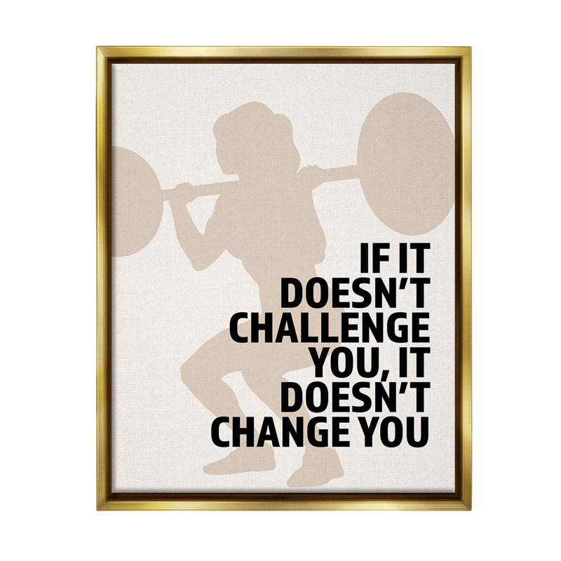 "Motivational Défi Workout" par Victoria Barnes sur toile, Cadre flottant métallique doré, H 21 po x l 17 po