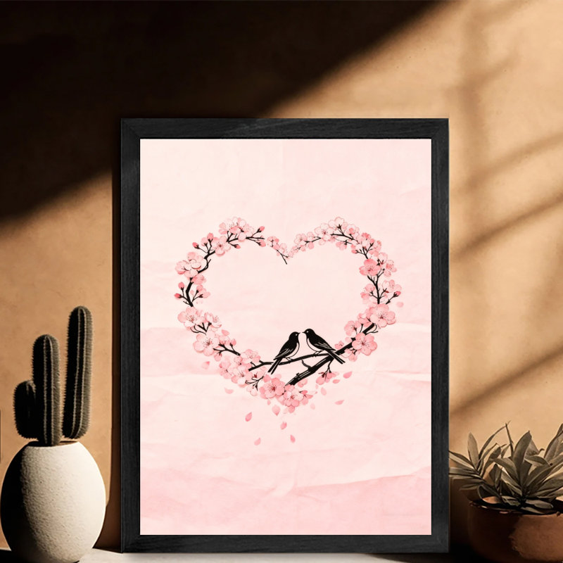 Reproduction d'art encadrée noire rétro pleine d'amour, H 17 po x l 13 po