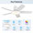 42" Easy-to-Install Modern Flush Mount Low Profile Small Room Ceiling Fan with LED Light and Remote-719852049