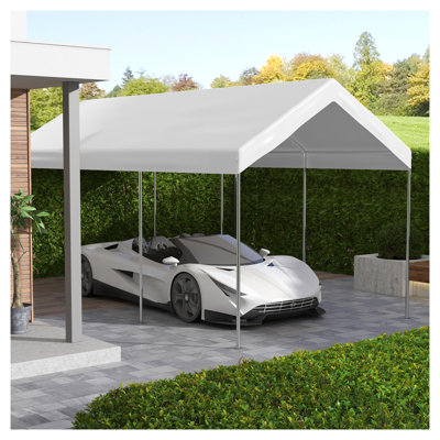 Toit de remplacement pour abri d'auto Outsunny 10' x 20' en blanc avec tendeurs élastiques à boule