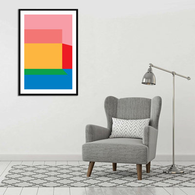 «Colorspace part 2» par Holly McWortser, art mural abstrait rose, bleu, or et triptyque pour une décoration moderne