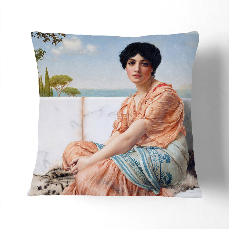In The Days Of The Sappho Square Throw Cushion, Stone, 40cm H x 40cm W x 15cm D