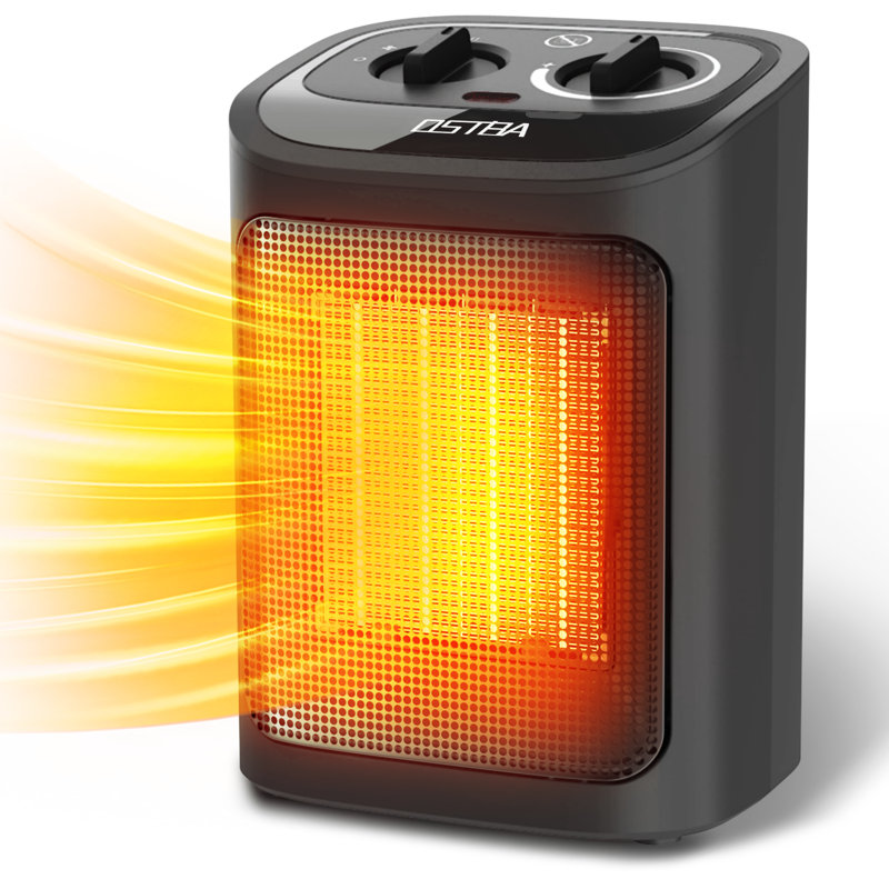 Chauffage d'appoint portatif en céramique de 1500 W avec thermostat manuel et commandes à bouton rotatif