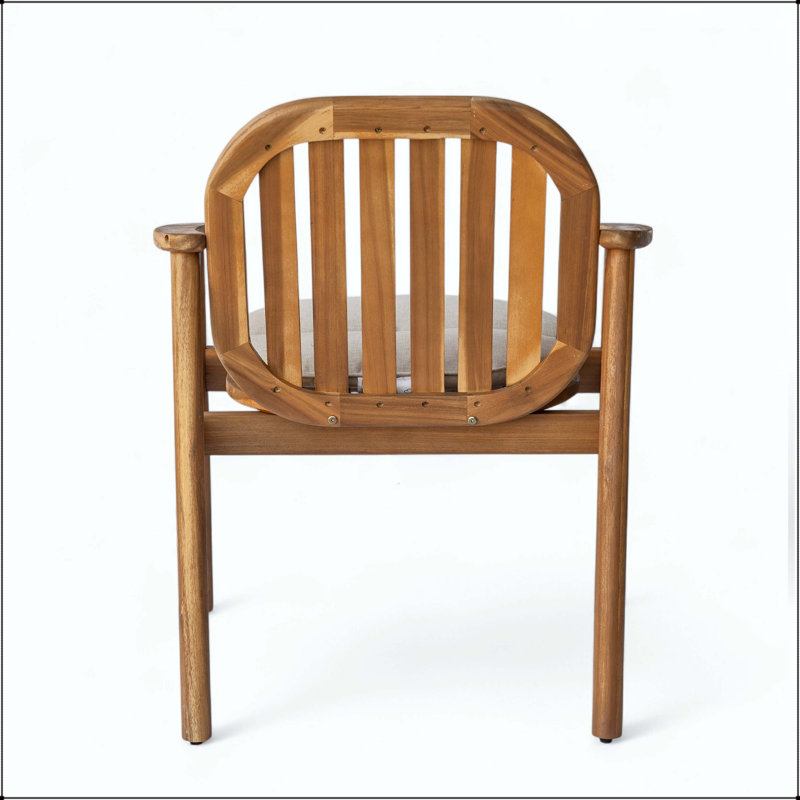 Chaise de salle à manger en bois d'acacia avec coussin Meja (ensemble de 2)