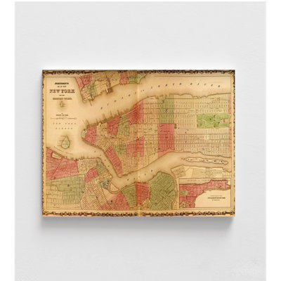 «Manhattan Island 1862», décor de bureau public de New York, affiche de carte antique de Manhattan, ancienne impression de carte de New York, carte de New York, décor rustique de New York