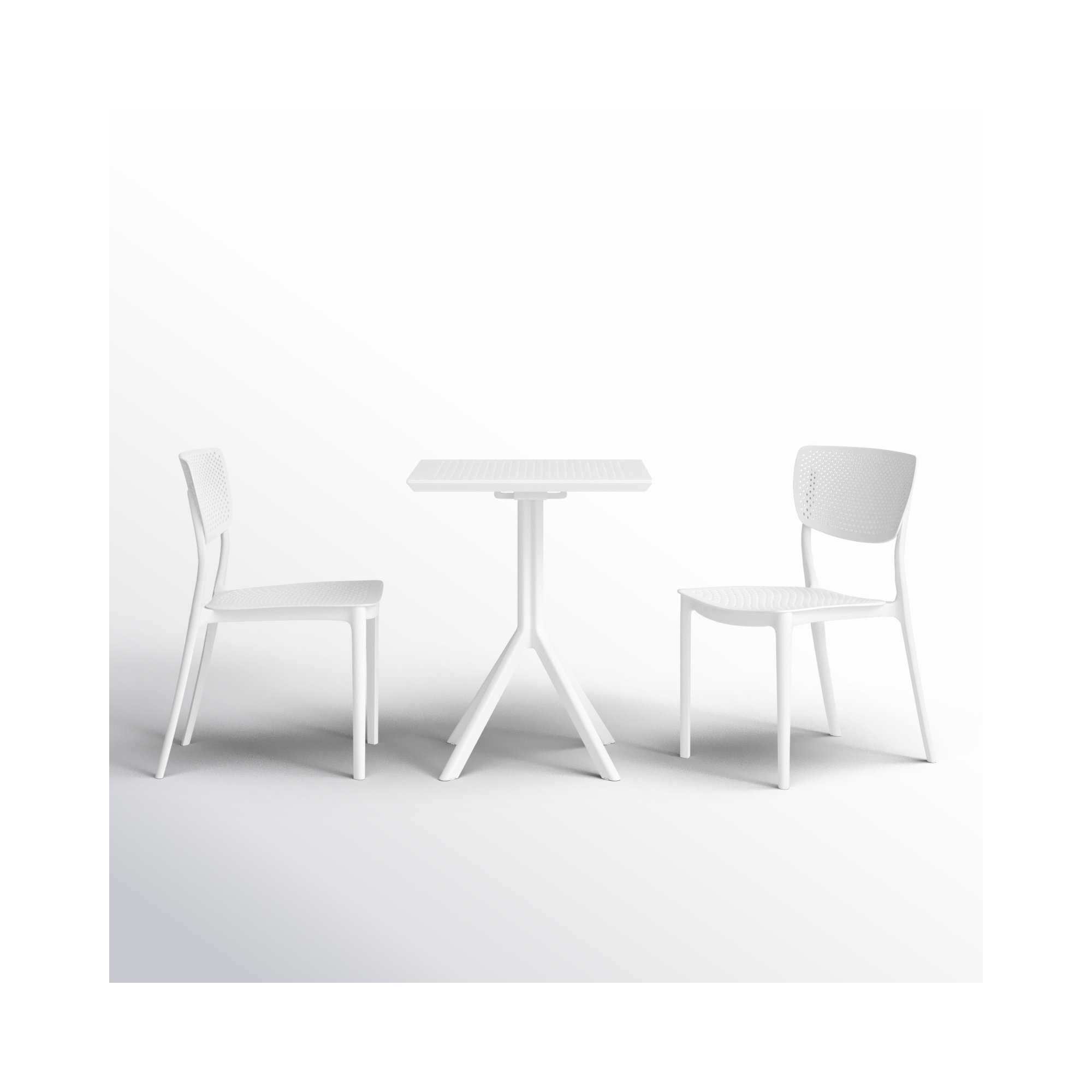 Farrah 31" Square 2-Person Bistro Set, White, 23.6" D x 23.6" W x 29.5" H