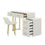 Bureau de coiffeuse en velours avec fauteuil rembourré, coiffeuse moderne à 5 tiroirs, armoire de rangement réglable gauche / droite-1374837018