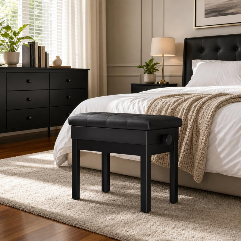 Leather Upholstered Bench, 73D x 33W x 58H centimetres