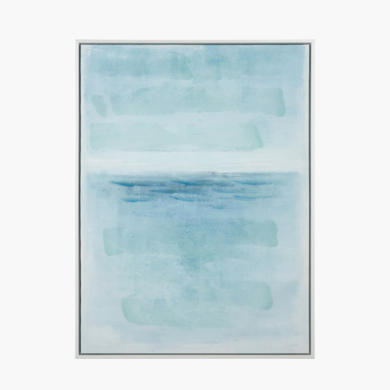 Blues Abstract Canvas With White Frame - Single Picture Frame Print on Canvas