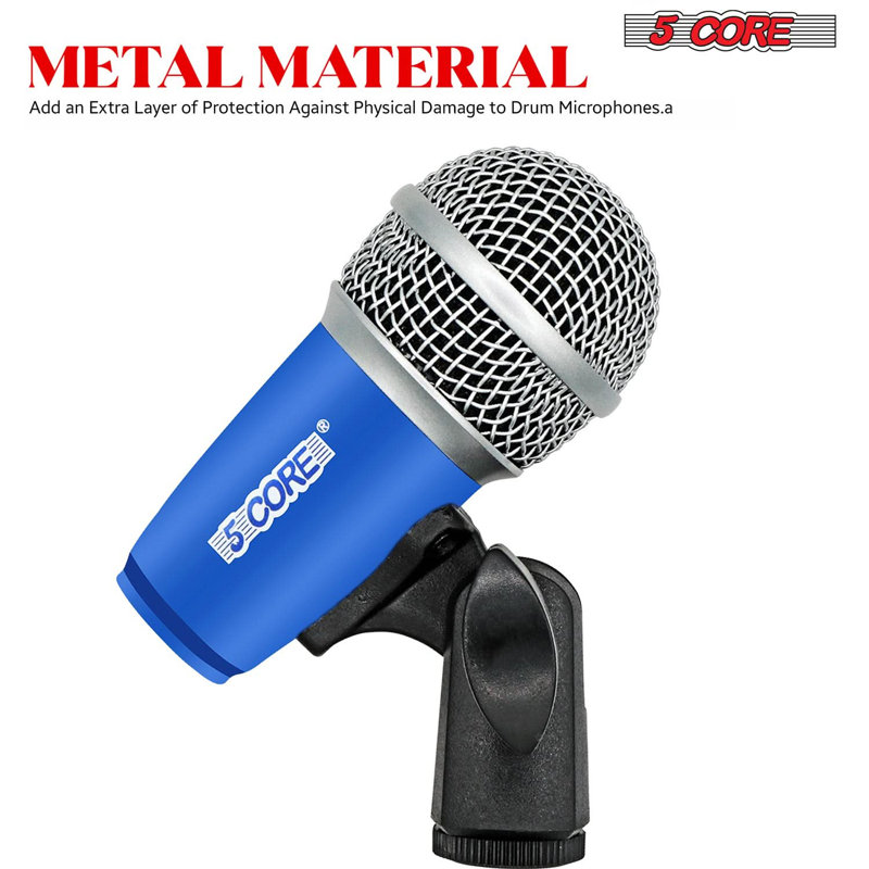 Ensemble de micros 5 cordes et 9 micros Kick Bass Tom Snare, Bleu
