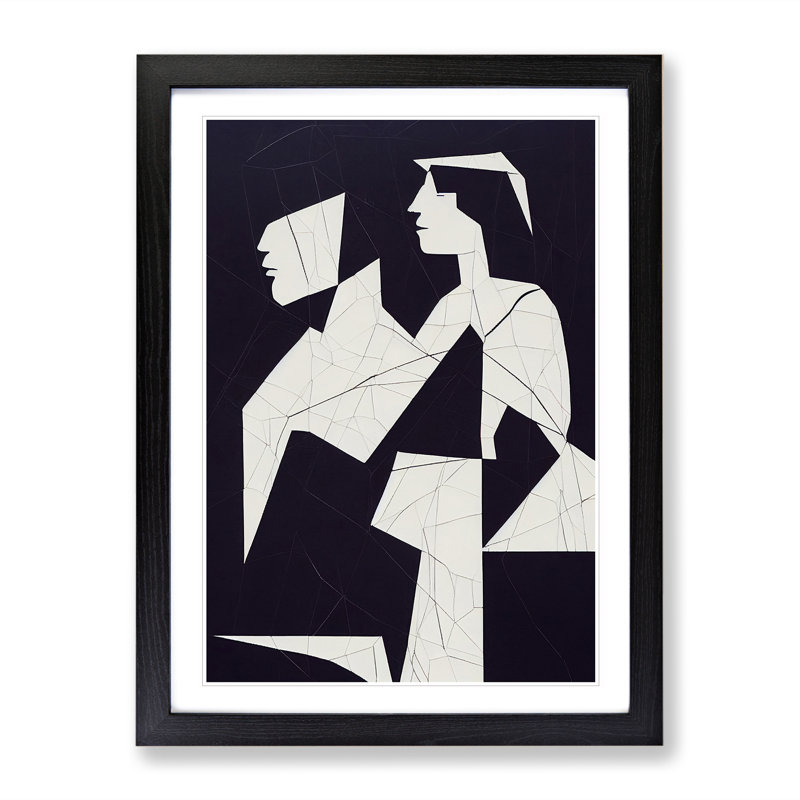 Two People - Single Picture Frame Print, Black Framed, 46cm H x 34cm W x 2cm D