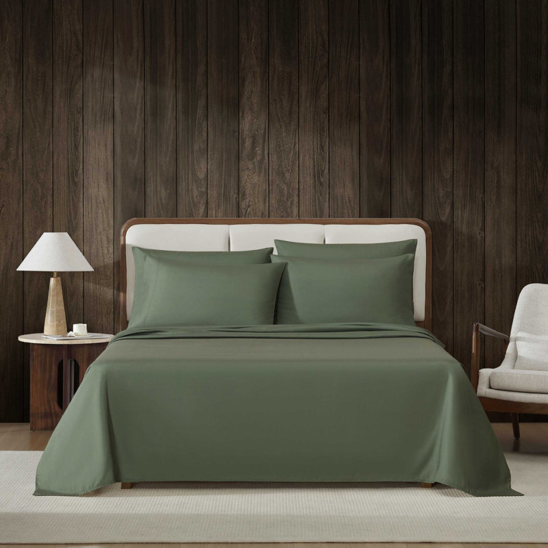 Eddie Bauer Logan Temperature Regulating Bonus Sheet Set, Green, Queen Sheet Set with 4 Pillowcases