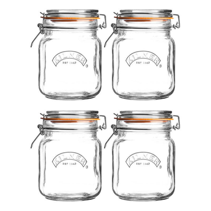Kilner clip top square jar, 1L, 4