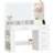 Vanity Desk with Large HD Mirror, Makeup Vanity with Led Lights, Dressing Table with Power Strip, 6 Storage Shelves, 5 Drawers and Side Open Storage, Simple, White