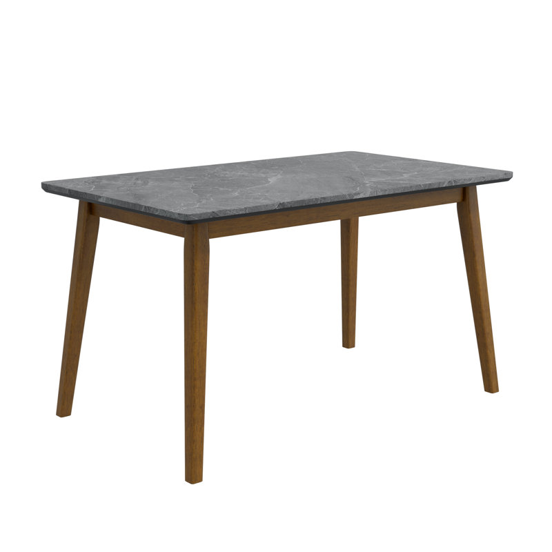 Table de salle à manger avec plateau en bois massif, Noir / Noyer