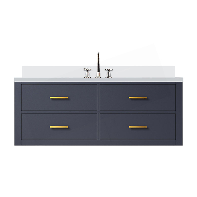 Design moderne 48 po X P 22 po D Meuble-lavabo simple avec comptoir en marbre de culture et robinet