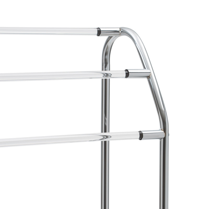 Chrome and Acrylic Freestanding 3-Bar Towel Rack with Shelf