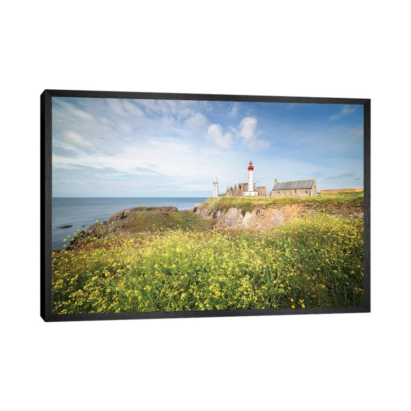 Saint Mathieu Lighthouse Landscape by Philippe Manguin - Wrapped Canvas Gallery-Wrapped Canvas Giclée, Black Framed