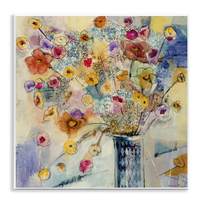 Painted Flowers Line by Third and Wall - Picture Frame Print