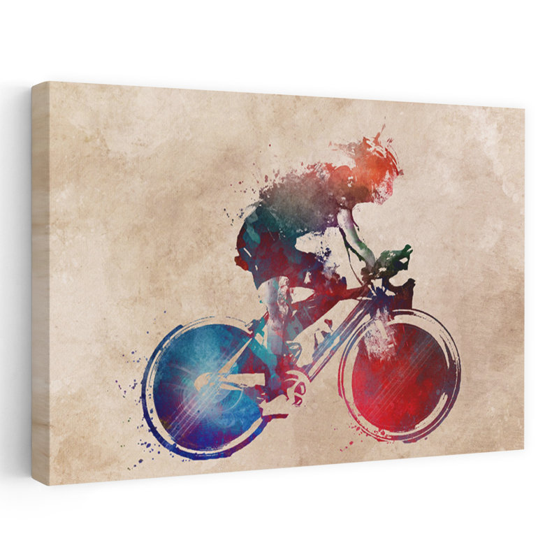 «Vibrant Cycling Motion», art mural contemporain, 24" H x 36" W