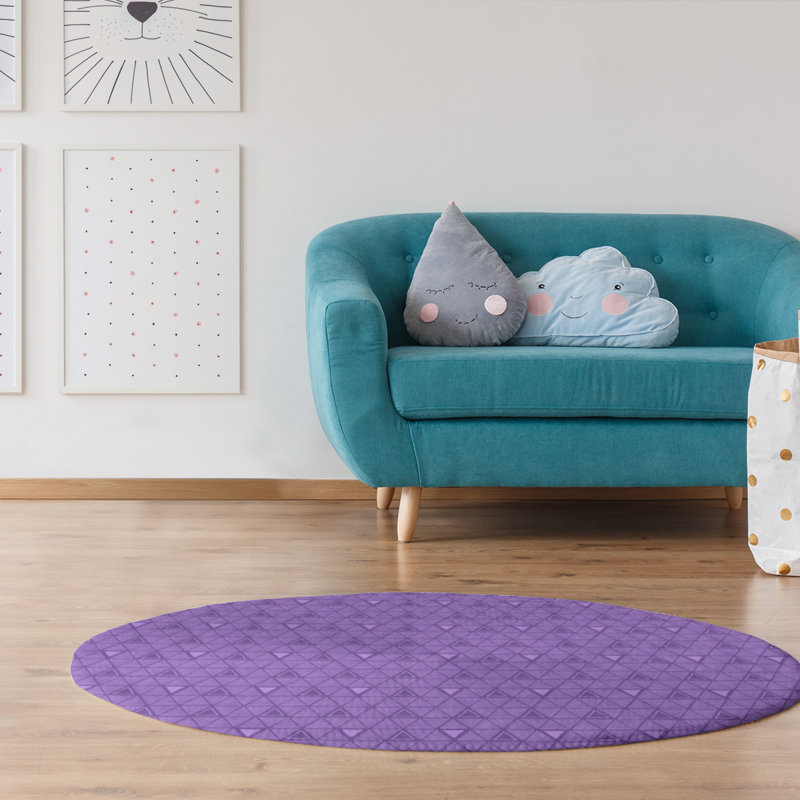 Chenille Geometric Indoor Rug, Round 5'