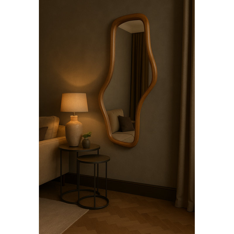 Wavy Mirror, Smooth Natural - Woody Collection, 121 cm H x 64 cm W