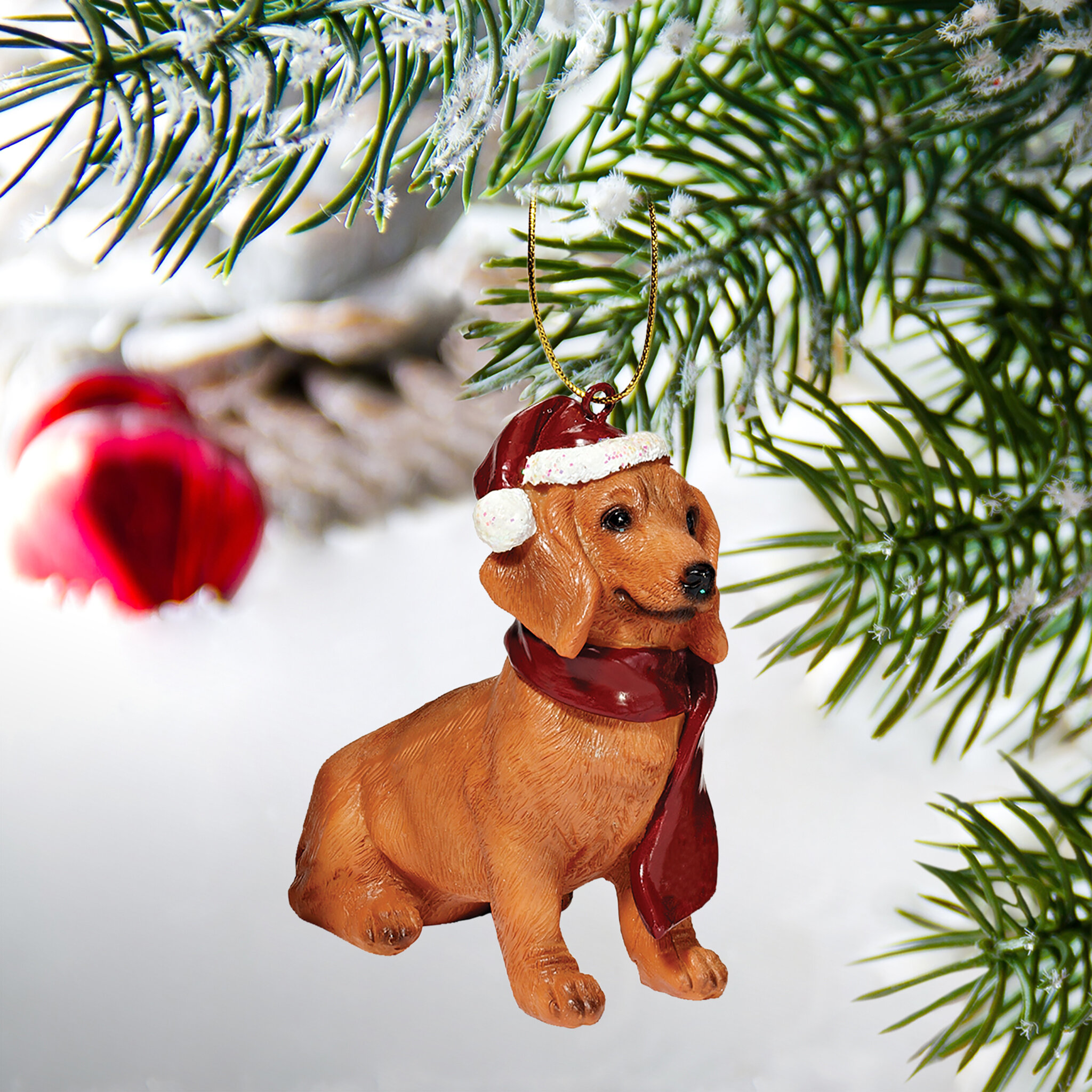 Design Toscano Dachshund Holiday Dog Ornament Sculpture & Reviews | Wayfair