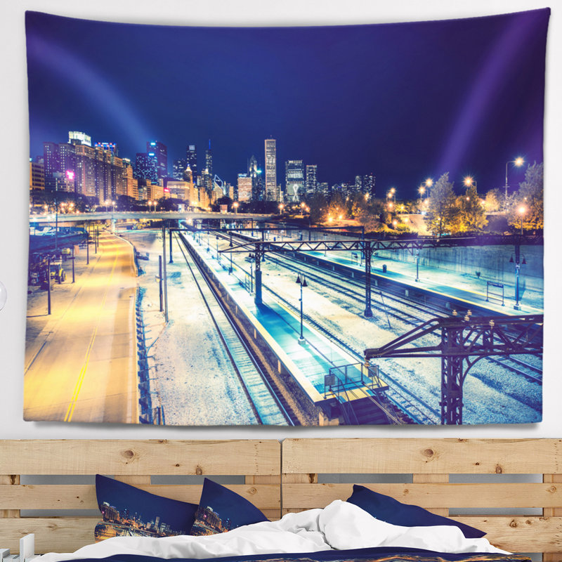Tapisserie «Cityscape Welcome in Chicago Highway», H 32 po x l 39 po