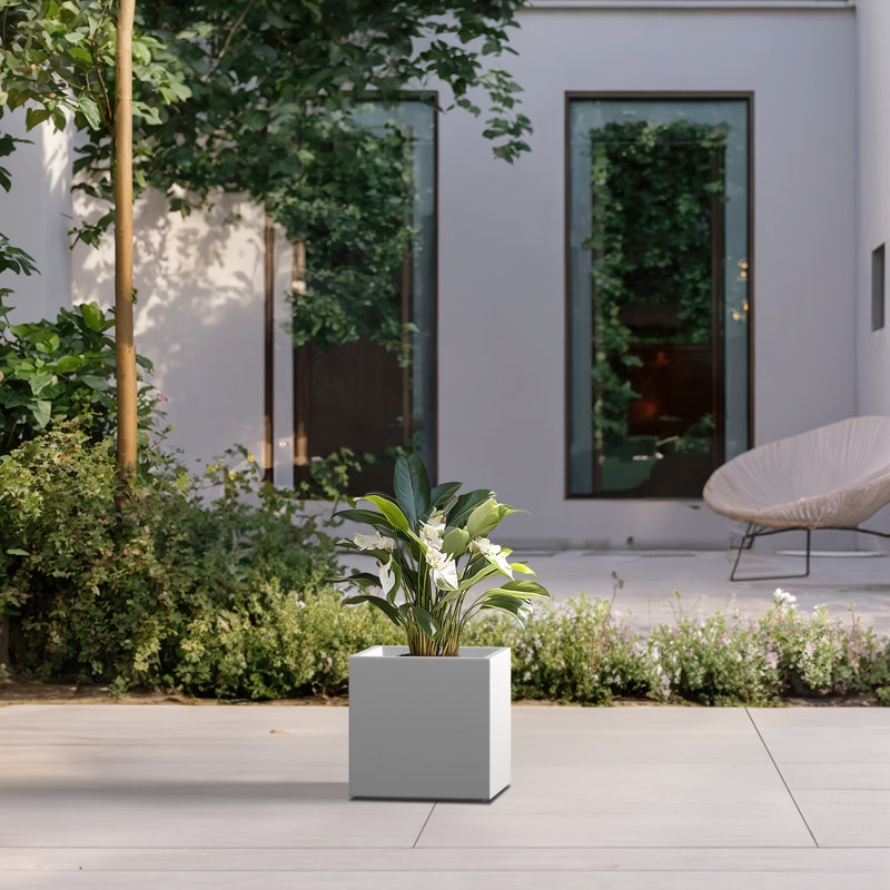 Redegonda Handmade Planter Box, Crisp White, 10" H x 10" W x 10" D