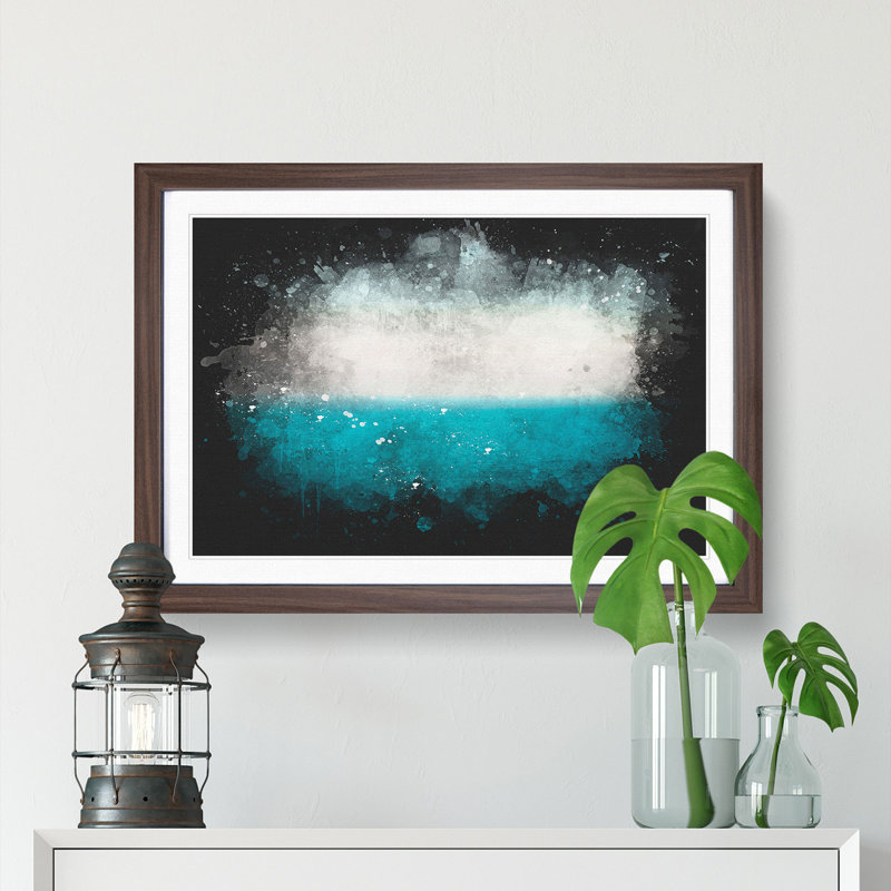Sky On Top Of The Ocean - Picture Frame Graphic Art, 33cm H x 45cm W x 2cm D, Walnut Framed