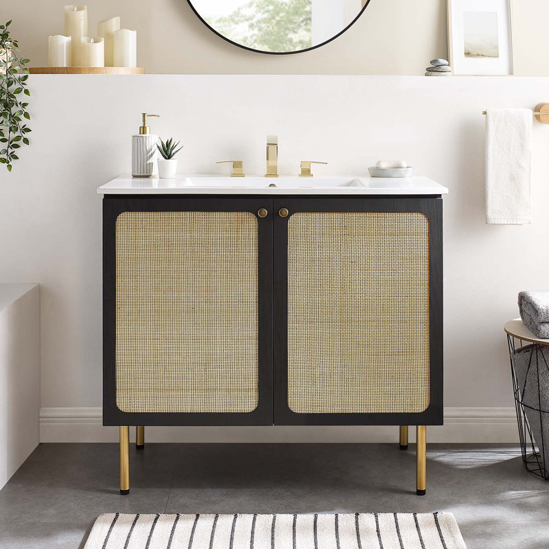 Base de meuble-lavabo simple 35 po Modway, Noir