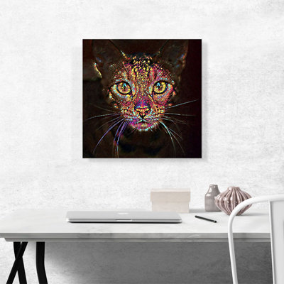 «Bengal Cat Breed Glittering Face», impression sur toile tendue