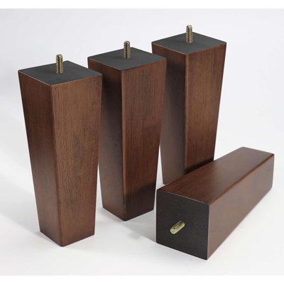 Solid Wood Furniture Legs With Metal Mounting Plates, Set Of 4, Durable And Stylish Replacement Legs For Sofa, Couch, Cabinet, Bench, And Bed