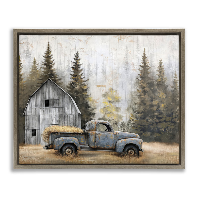 Cadre flottant Autumn Barn & Pine Forest, conception par Imagine It Images, H 17 po x l 21 po