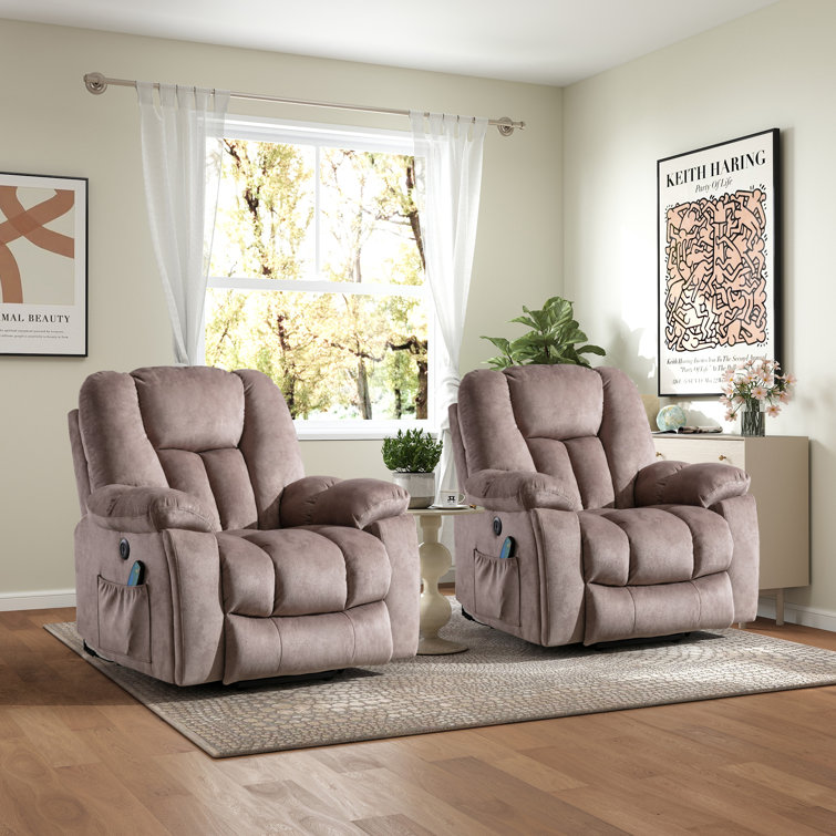 41'' Oversized Power Lift Chair - Heated Massage Electric Recliner with Super Soft Padding Set of 2