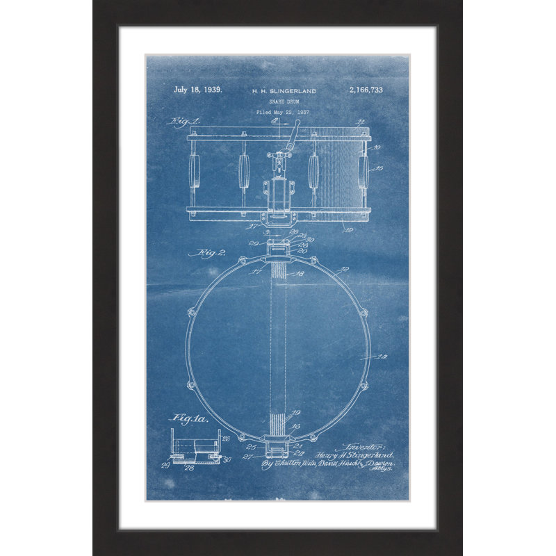 « anse tambour 1939 blueprint » par steve king, reproduction d’art encadrée, H 24 po x l 16 po x P 1,5 po