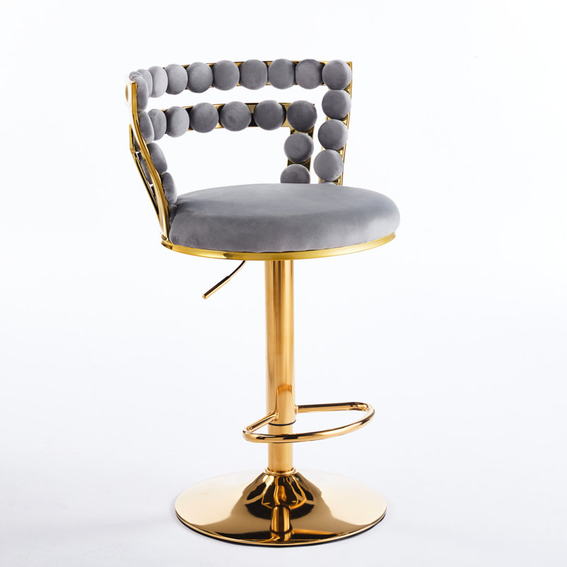 Élégant tabouret de bar gris avec des pieds dorés, une assise confortable, convient aux tabourets de café, des coussins moelleux et des espaces de vie idéaux