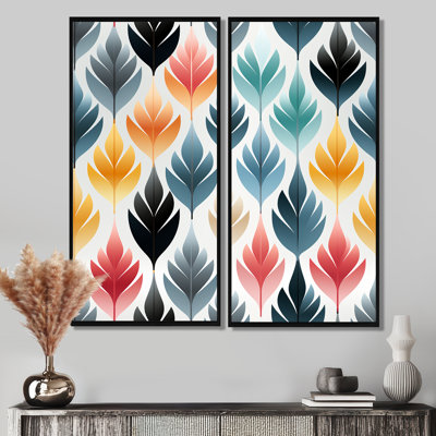 Botanical Scandinavian Shapes - Art mural en toile bleue, 2 pièces