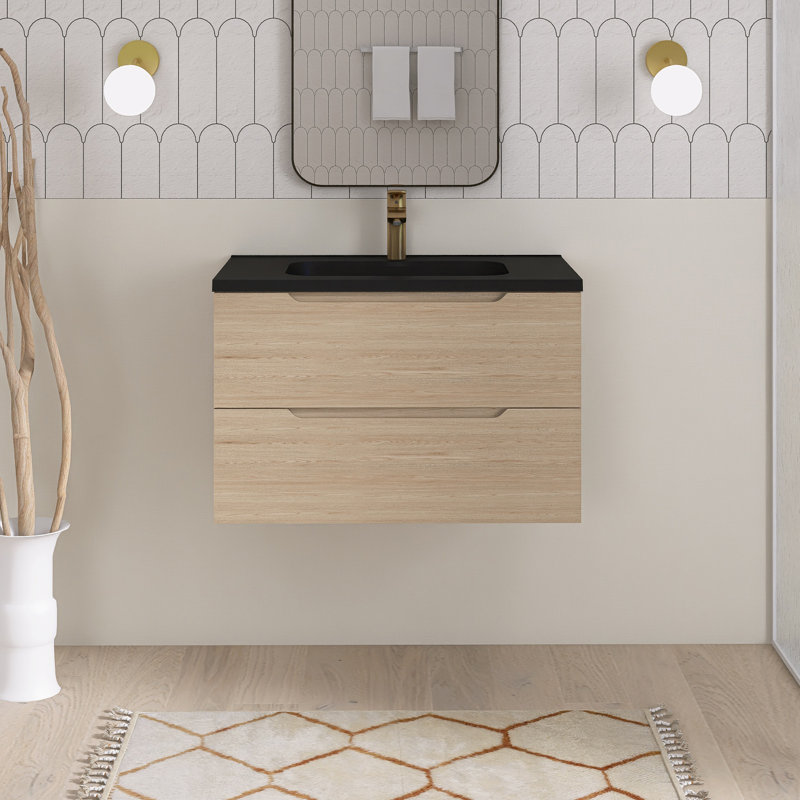 32" Wall-Mounted Single Bathroom Vanity With Integrated Quartz Top