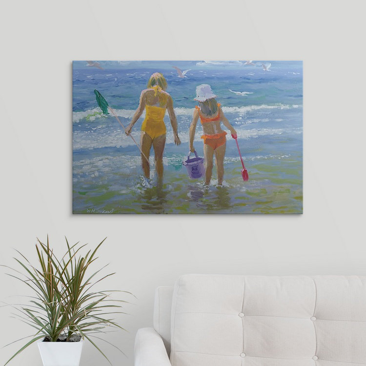 «Gone Fishing», peinture sur toile, H 20 po x l 26 po x P 1 po, Cadre noir