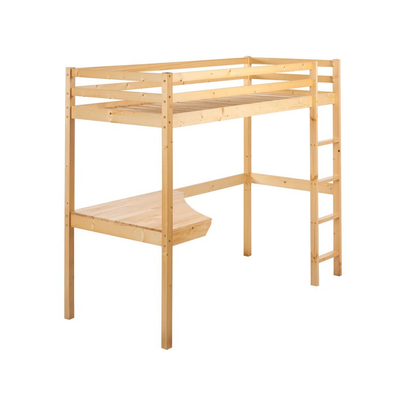 High Sleeper Bed with Desk Pine Wood 90 x 200 cm (EU Single), Brown