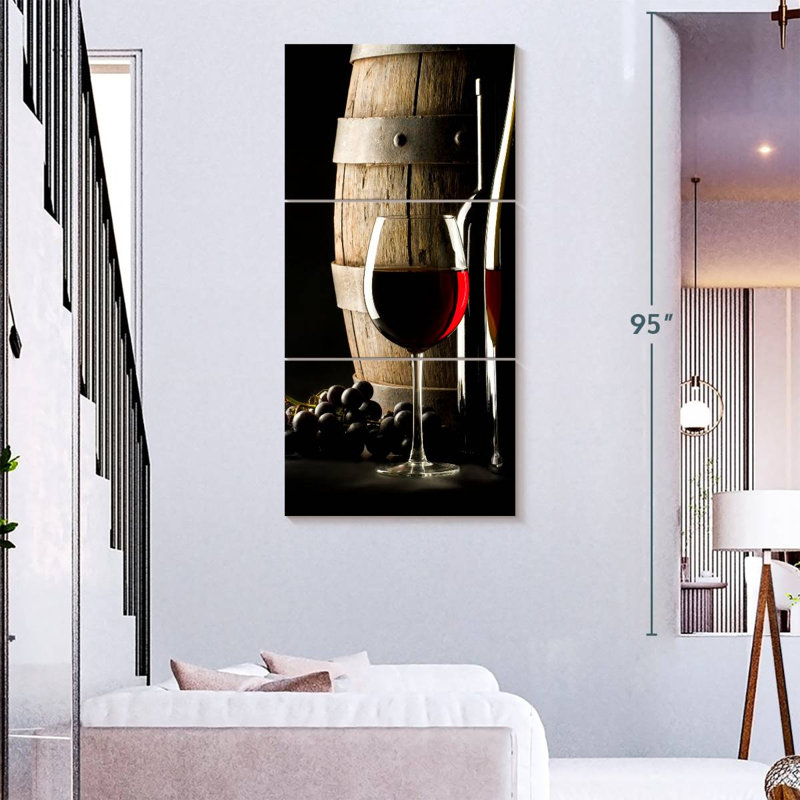 " Cabernet Wine " 3 - Pieces, 36" H x 75" W x 1.25" D