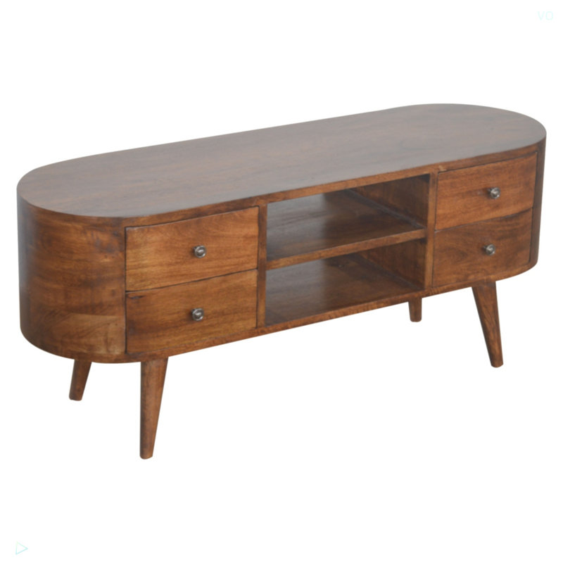 Meuble audio-vidéo en bois massif Artisan Furniture, H 18,44 po x L 43,38 po x l 13,85 po, Châtaigne