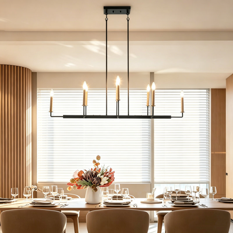 Luminaire suspendu moderne moderne noir et doré à 8 lumières l 48 po pour îlot de cuisine